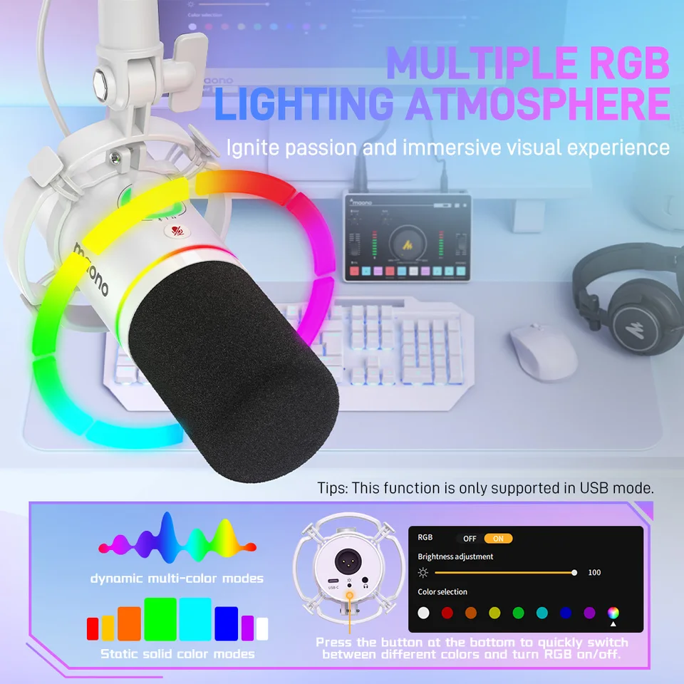 maono PD200X ダイナミックマイク ブームアーム付き MAONO PD200X ゲーミングマイク USB/XLR ダイナミックマイク
