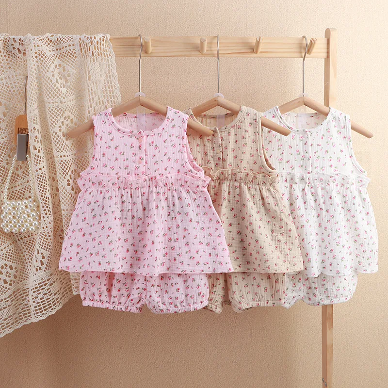 

Children's Clothing Summer Fashion floral Children Sets Kids Clothes Girl Top+shorts Cotton Suit Baby girls clothes