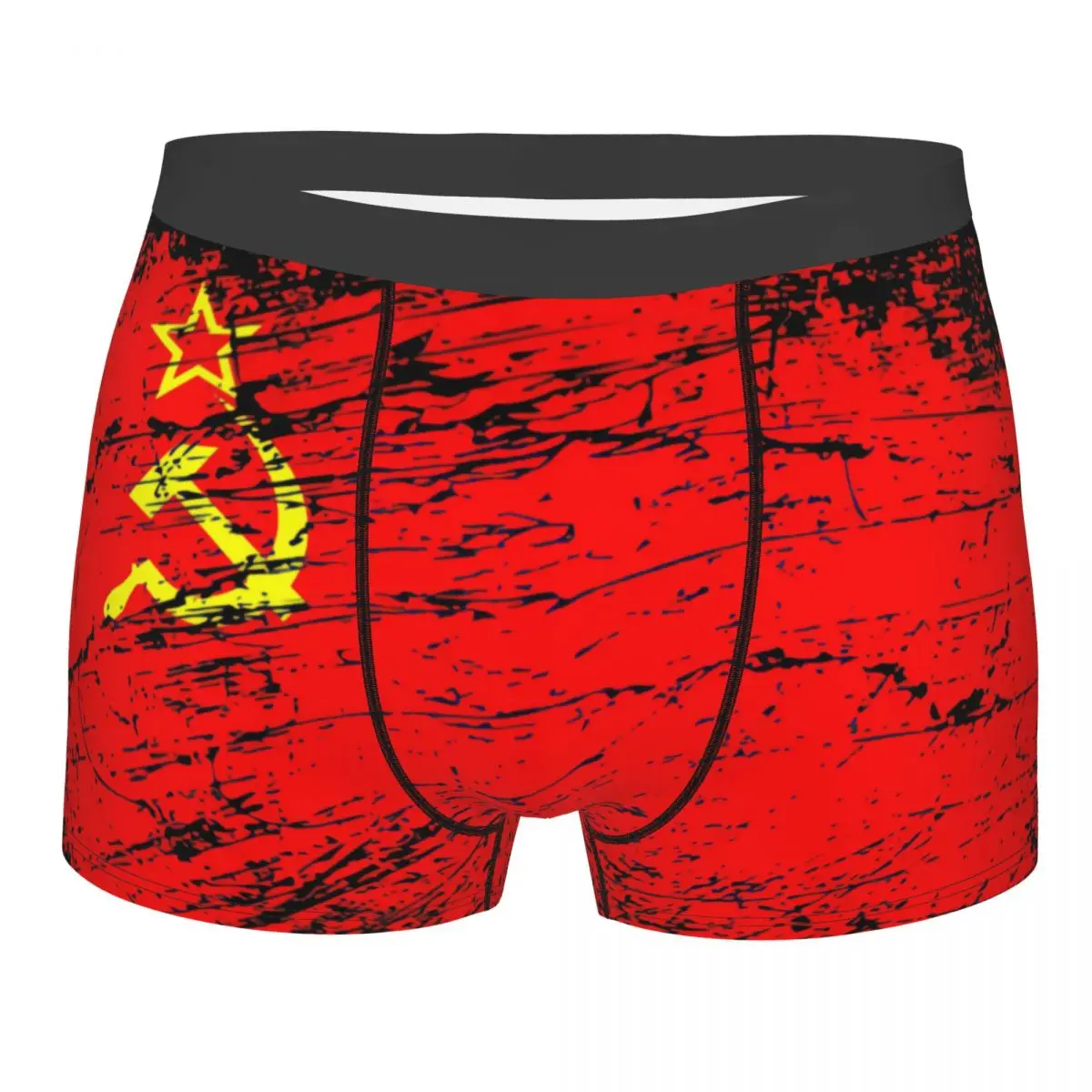 Custom Soviet Union USSR Russia Flag Underwear Men Stretch CCCP Boxer Briefs Shorts Panties Soft Underpants For Male