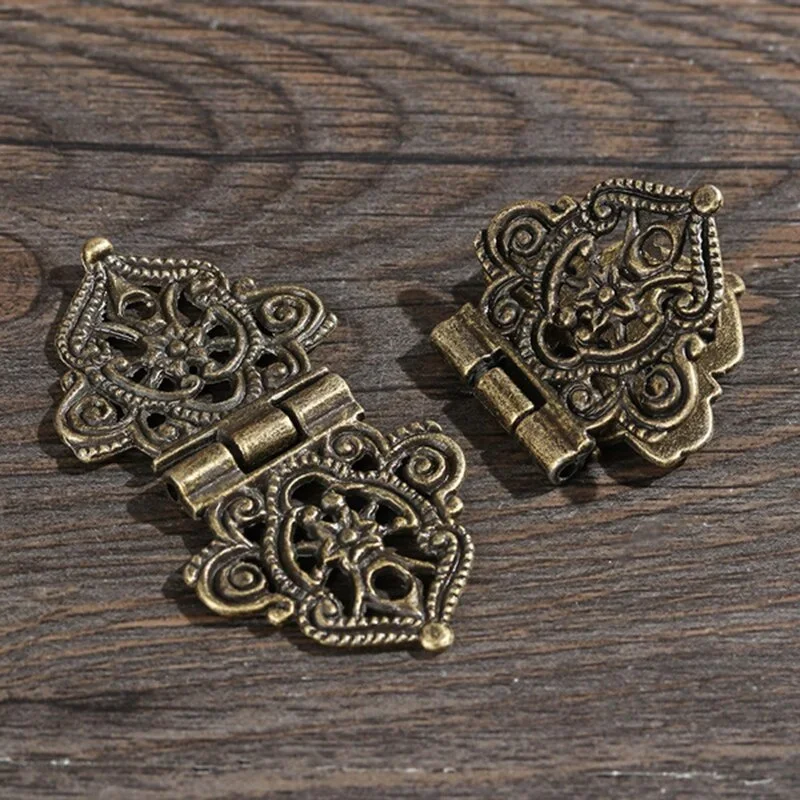 3Pcs/Set Vintage Alloy Hollow Flower Hinge 24*54mm Furniture Hardware DIY Box Metal Hinges