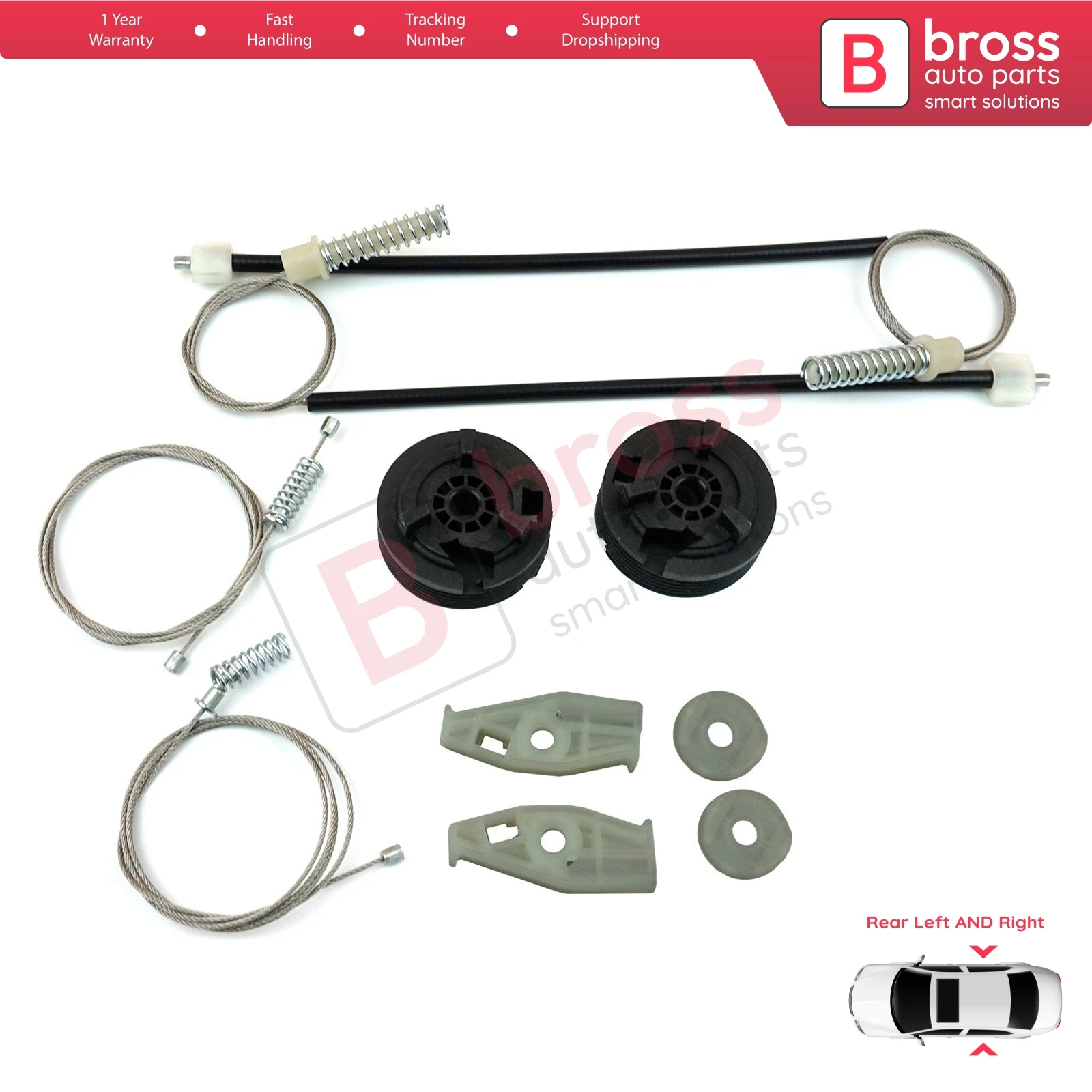 Kit de reparación de regulador de ventana trasero izquierdo y derecho, BWR912 + BWR913 para Peugeot 206 CC 2D T16 2000-2008, 2 puertas Coupe Cabrio 922457 922458