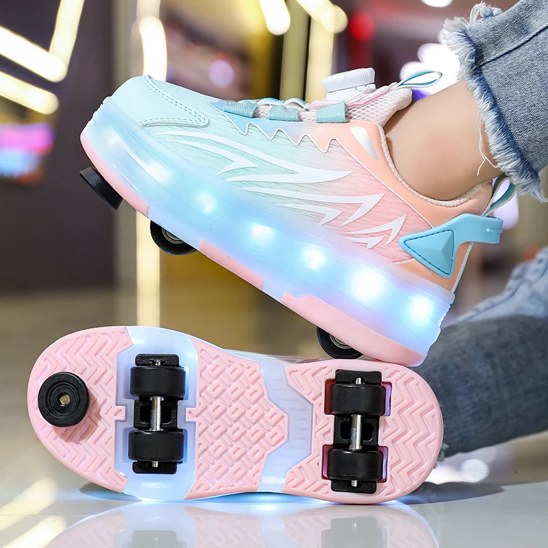 

Power walking shoes girls' invisible four-wheel retractable roller skates girls' illuminated wheels children's roller skates