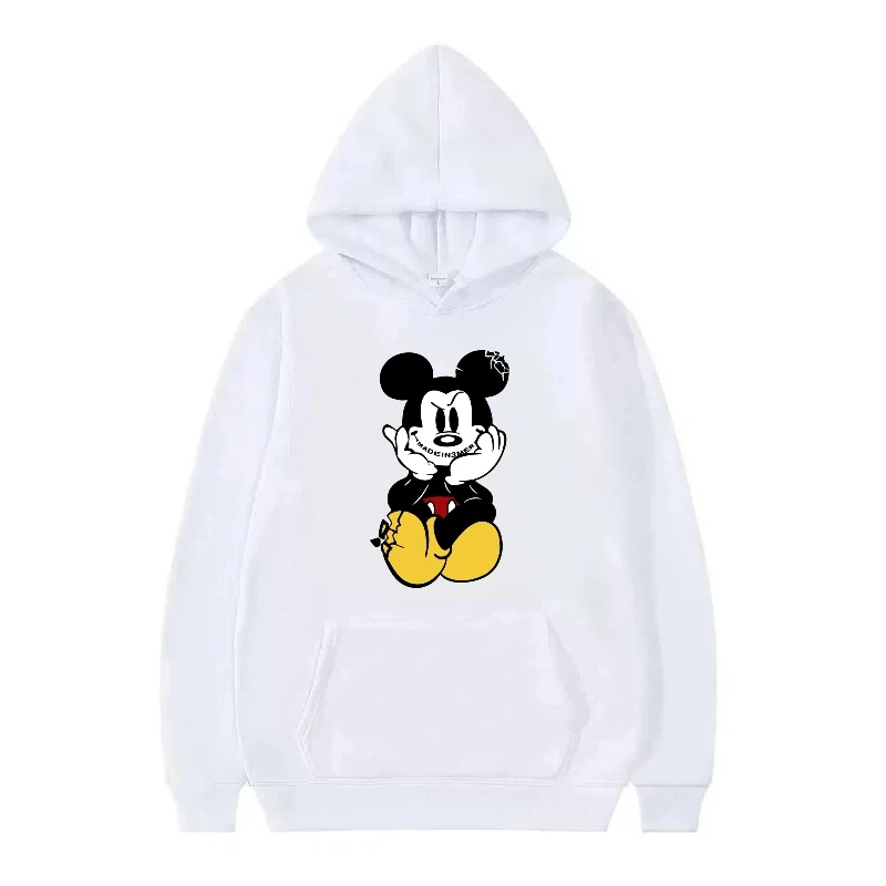 Damskie czarne bluzy sportowe z kapturem z motywem Myszki Miki Disneya, modne na jesień, tanie bluzy damskie, męskie bluzy dresowe