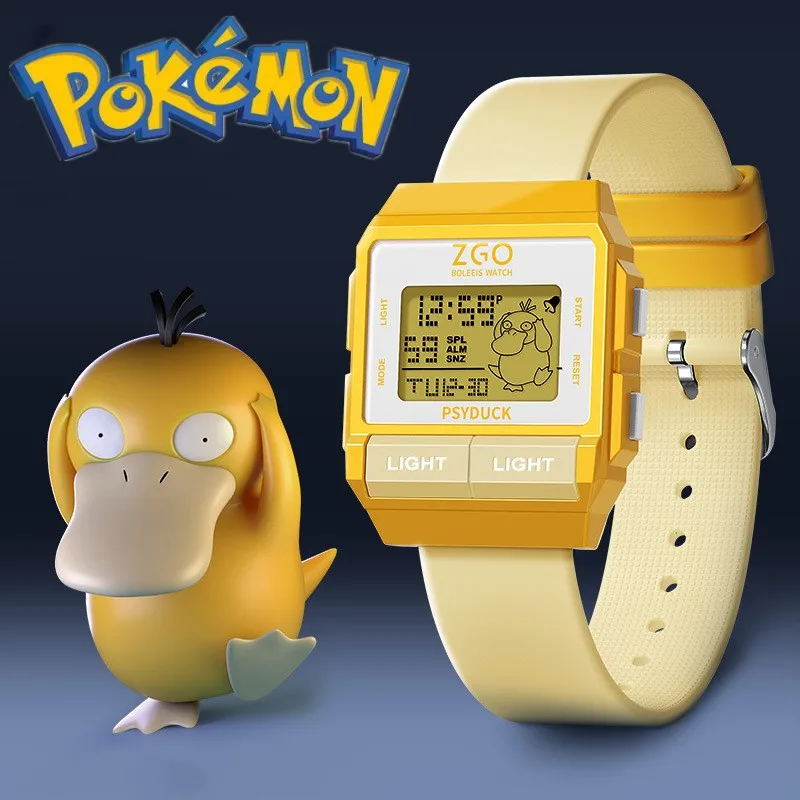 Original Pokemon Joint Zgo Anime Watches Psyduck Charmander Waterproof Luminous Sports Electronic Watch Student Festival Gifts