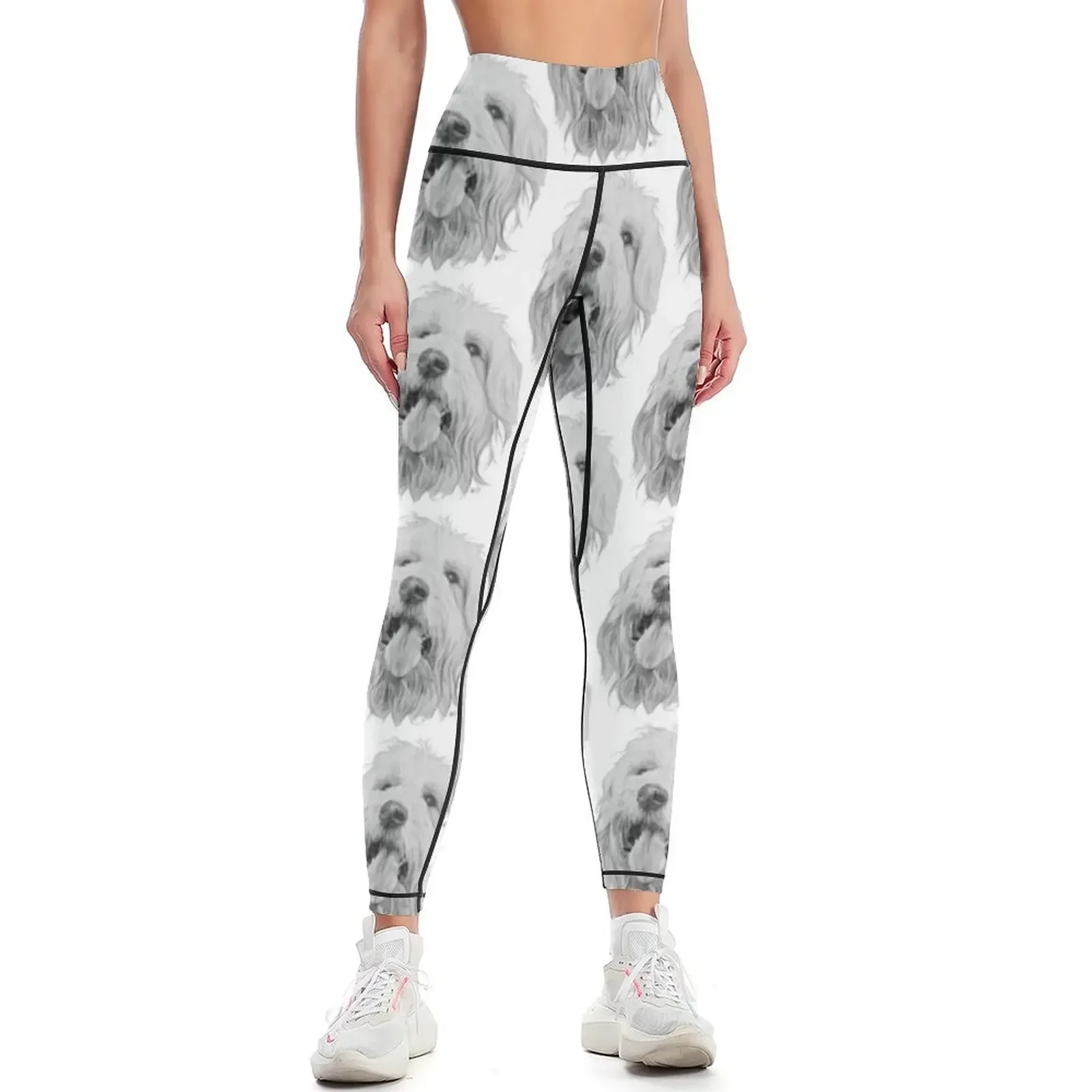 

Goldendoodle Portrait in Graphite Leggings legging gym sportswear gym Female legging pants gym womans Womens Leggings