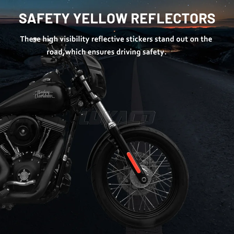 Motorcycle Red Front Fork Rear Fender Side Reflector Cover Saddlebag Sticker Latch Safety Warning Universal For Harley Sportster