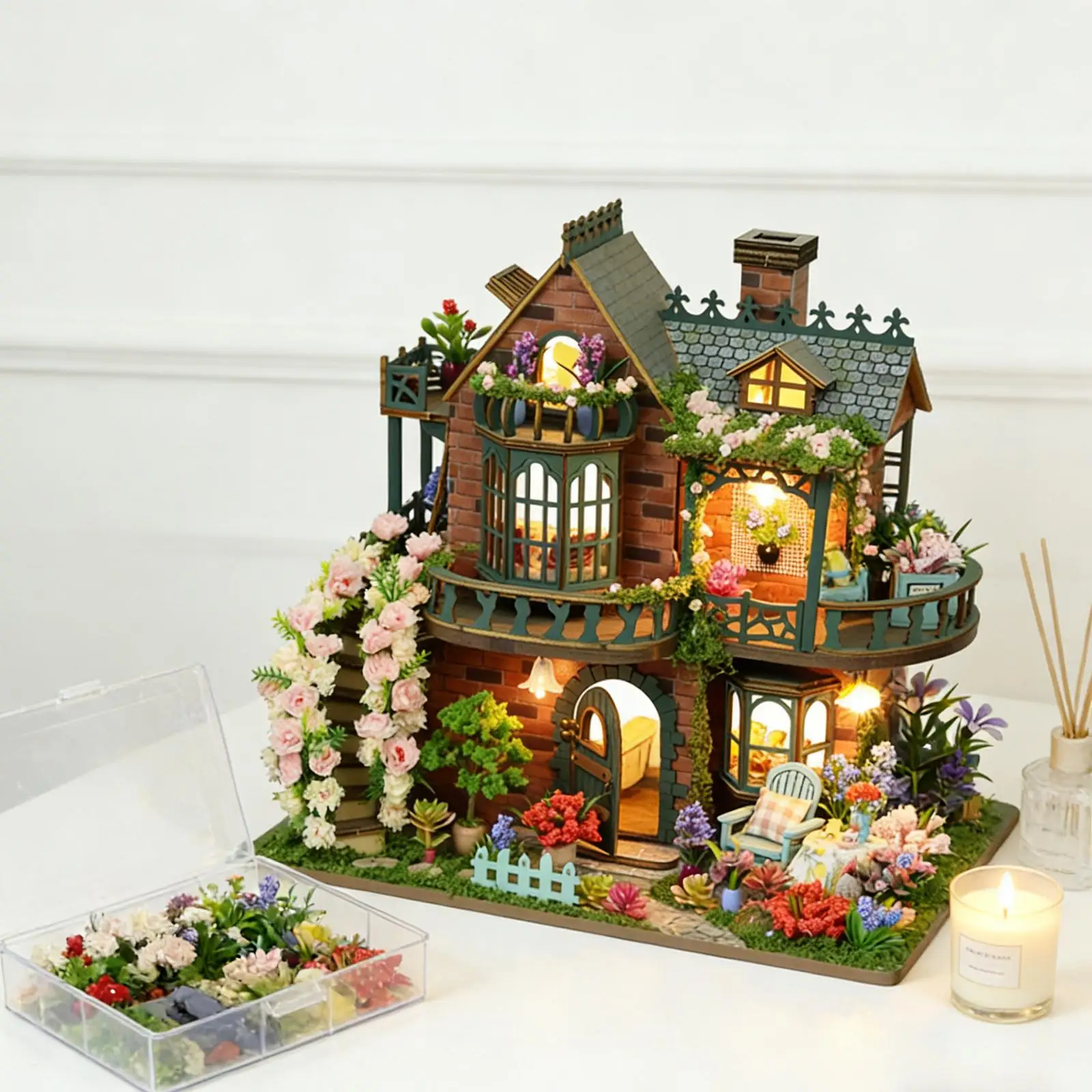 

Набор для сборки миниатюрного домика своими руками, поделки для декора дома со светодиодами для женщин, подруг и любителей рукоделия, модель кукольного домика, набор для строительства мини-домика