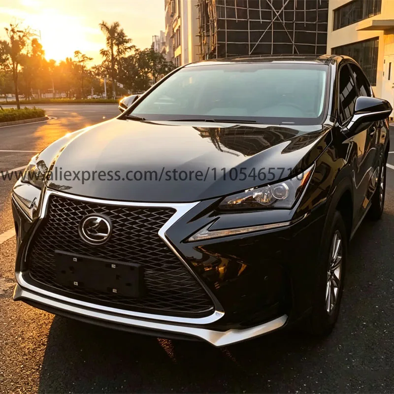 For 2015-2017 Lexus NX Series F-Sport Look Front Hood Mesh Cooling Grille Black Grille With Chrome Trim Exterior Mod Kit