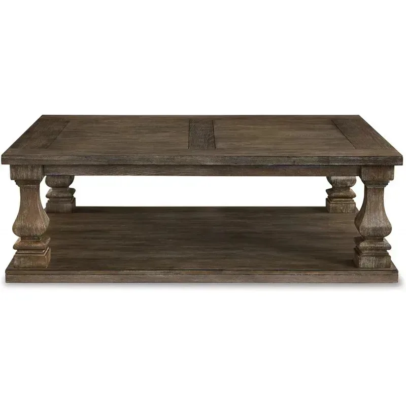 QAZ8-Signature Design by Ashley Johnelle Farmhouse Coffee Table with Weathered Gray Finish. Gray