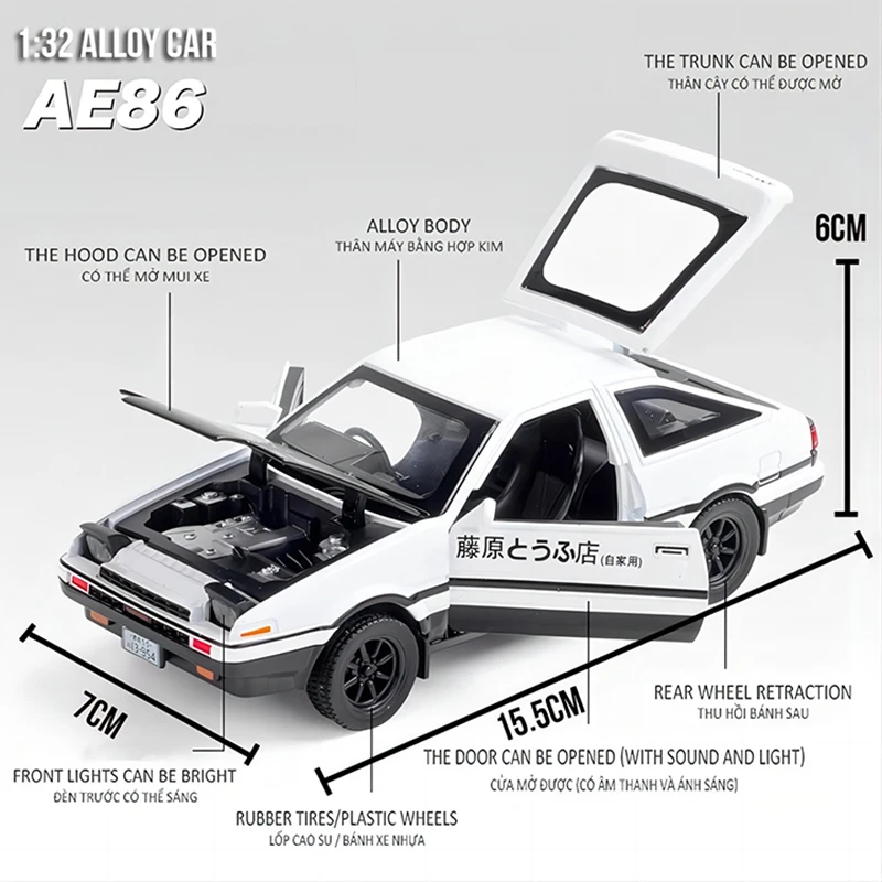 1:32 Simulation AE86 Metal Alloy Toy Car Diecasts & Toy Vehicles Decoration Model Miniature Scale Collect Toys For Children Boy