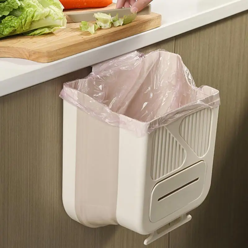 Wall Mounted Trash Can Solid Folding Storage Dont Bend Down Foldable Don’t Pick Cabinets Sanitary Garbage Can Kitchen Organizer