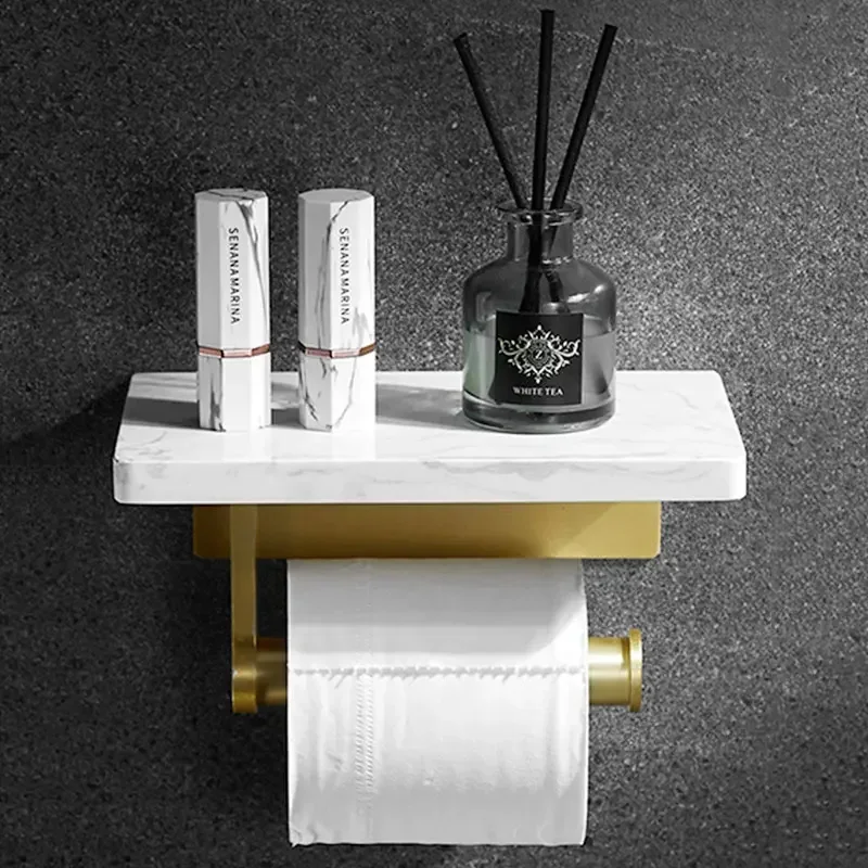 

Luxury Marble Paper Towel Rack Toilet Paper Roll Holder Shelves Wall Bathroom Toilet Paper Tissue Holder WC Roll Holder Dispense