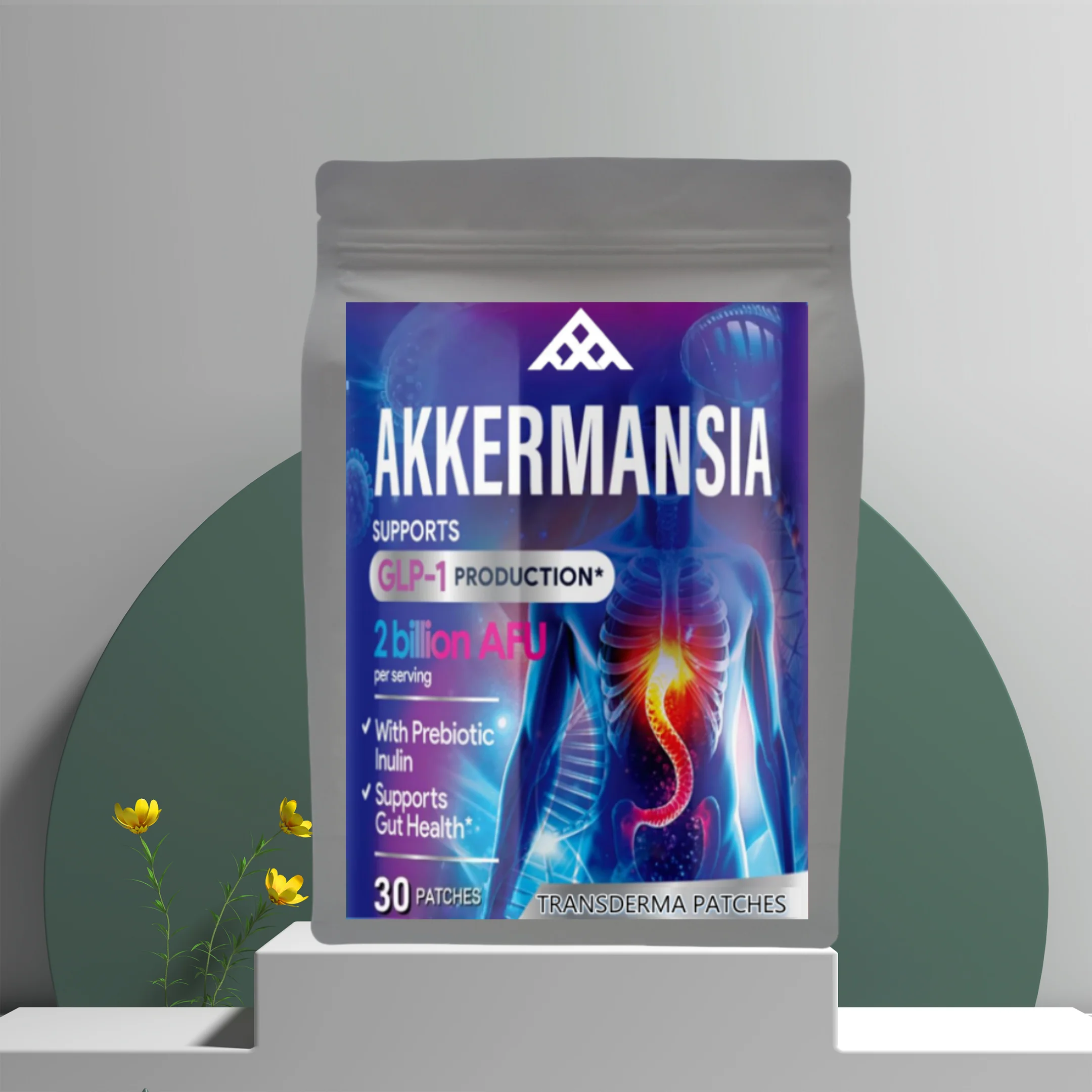 30 Patches Akkermansia Probiotic Transdermal Patches Glp-1 Probiotics For Women & Men - Digestive, Gut & Immune Support