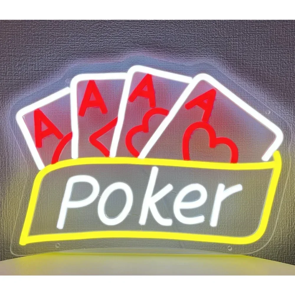 

Poker Neon Sign LED Neon Sign for Bedroom Game Room Man Cave Casino Bar Party Club Cafe Wall Decor Gift for Friend USB Dimmable