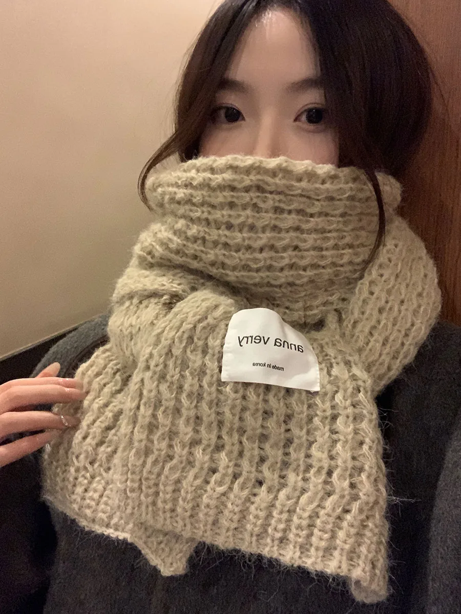 

Woolen Scarf For Women Thickened And Warm High-End Feeling Versatile Korean Style For Winter