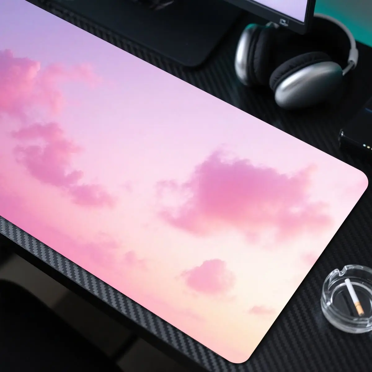 قطعة واحدة من لوحة ماوس Dreamy Pink Sky، مقاس كبير 31.5 بوصة × 11.8 بوصة، قاعدة مضادة للانزلاق، مثالية للاستخدام المكتبي.