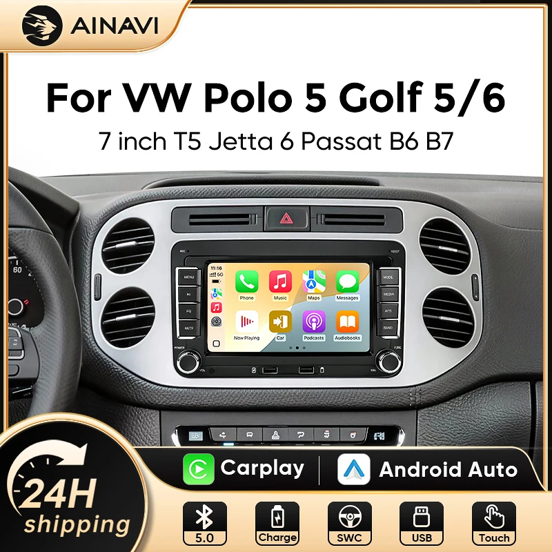 Image of AINAVI 7 Zoll Autoradio für VW Volkswagen Skoda Octavia Golf 5 6 Touran Passat B6 B7 Polo Jetta Bora Android Multimedia Carplay