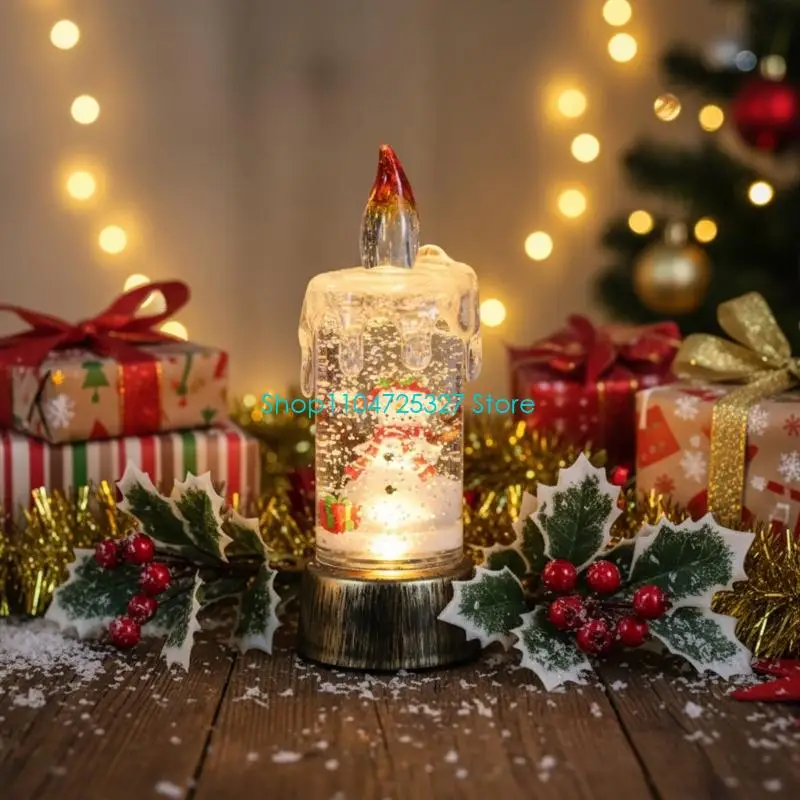 D8KF Christmas Decoration Christmas Snow Globes Battery Operated Glitter Water