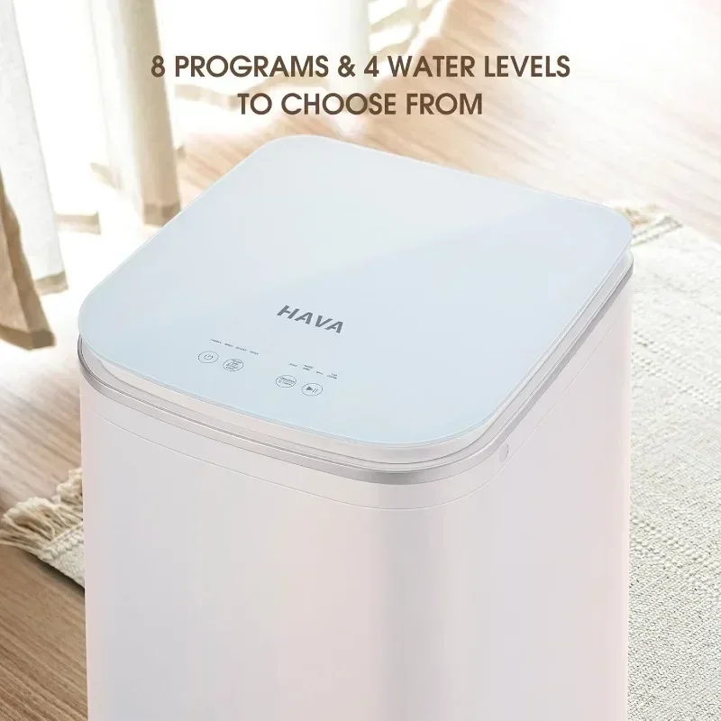 HAVA-Machine à laver portable, petit lave-linge 0.8 Cu Fédération. Bouton tactile entièrement automatique avec écran LED, capacité de 8 cycles de lavage