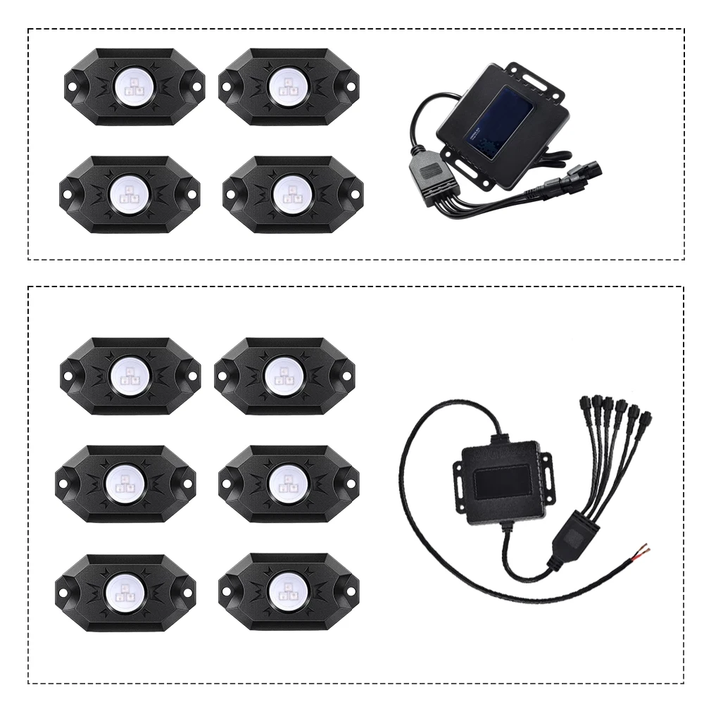 12 V RGB LED Rock Lights Atmosphere lights Car accessories for cars, trucks, motorcycles, ATVs