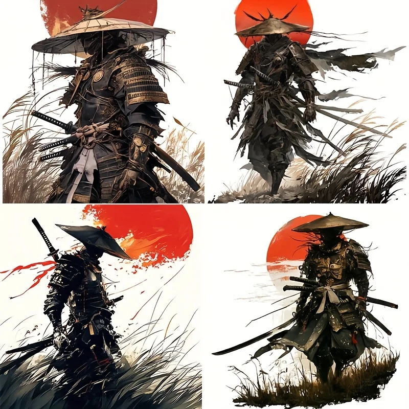 Samurai Swordsman Decal High Clear Film Double-Sided Color White Color Vinyl Sticker Scratch Cover for Auto Body Motorcycle