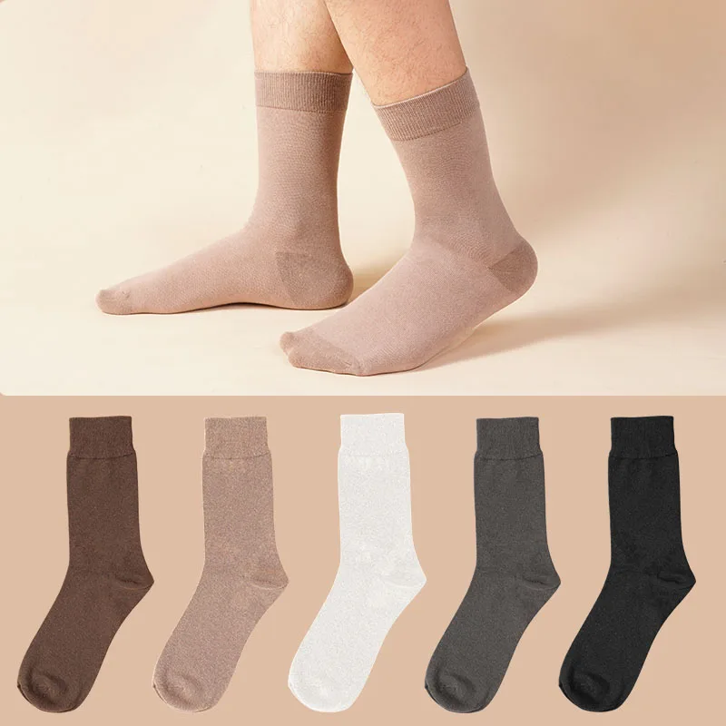 

2 Pairs/Lot Men's Thick Winter Warm Socks Long Cotton Feet Pure Color High Quality Fashion Harajuku Man Couples Mid Tub Sock