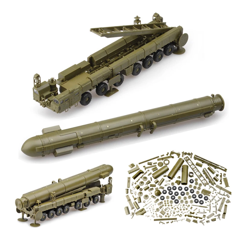 1:72 4D Color Assemble Model Russia White Poplar Intercontinental RT-2PM Missile Launch Vehicle Toy For Child A38