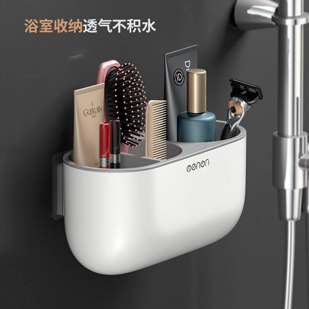 Bathroom Finishing Brush Hair Dryer Rack Wall-Mounted Shelf Makeup Storage Nailless Hair Dryer Toothbrush Holder