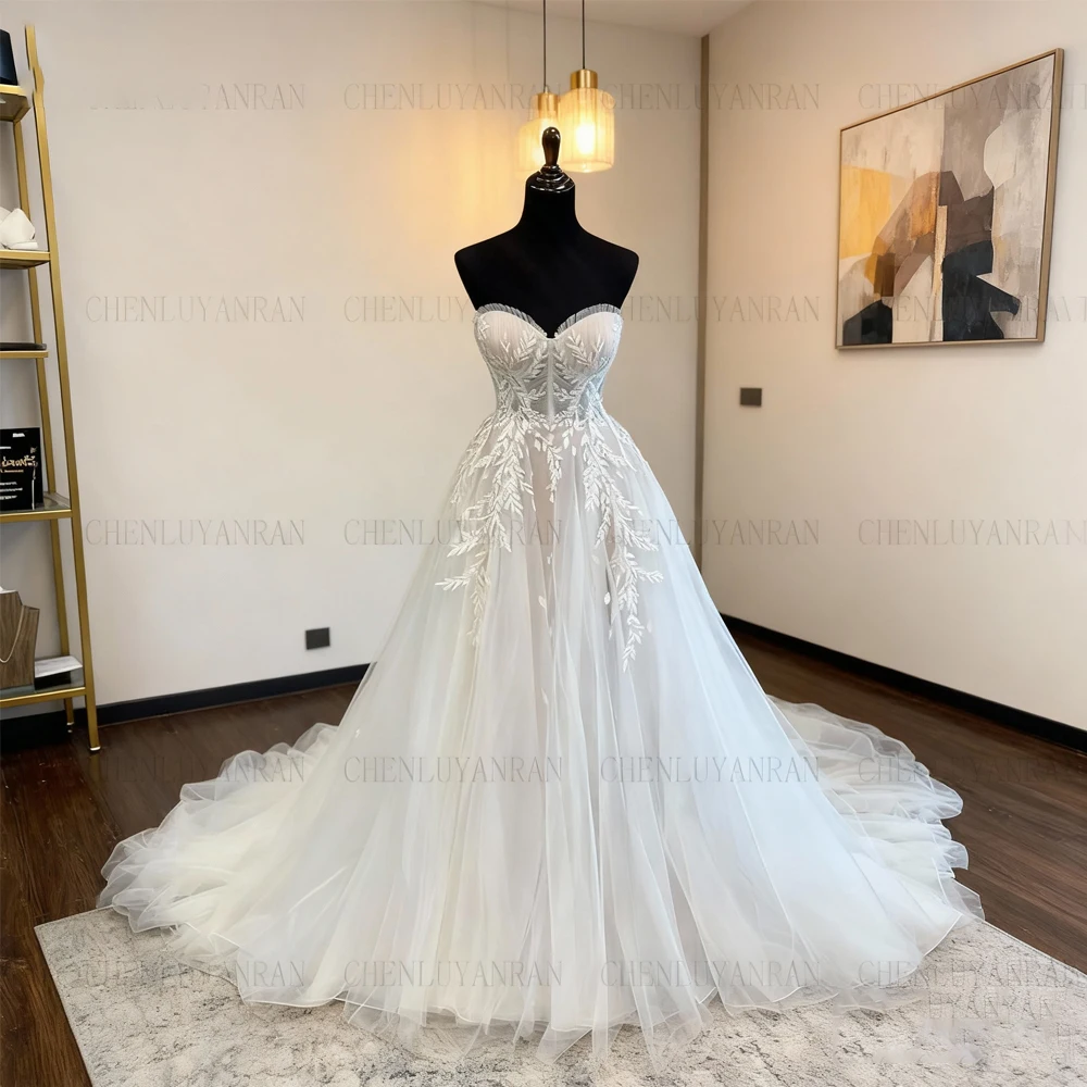 Paillettes bohême robes De mariée chérie manches bouffantes Tulle robes De mariée a-ligne Applique Robe pour les femmes 2025 Robe De Mariée