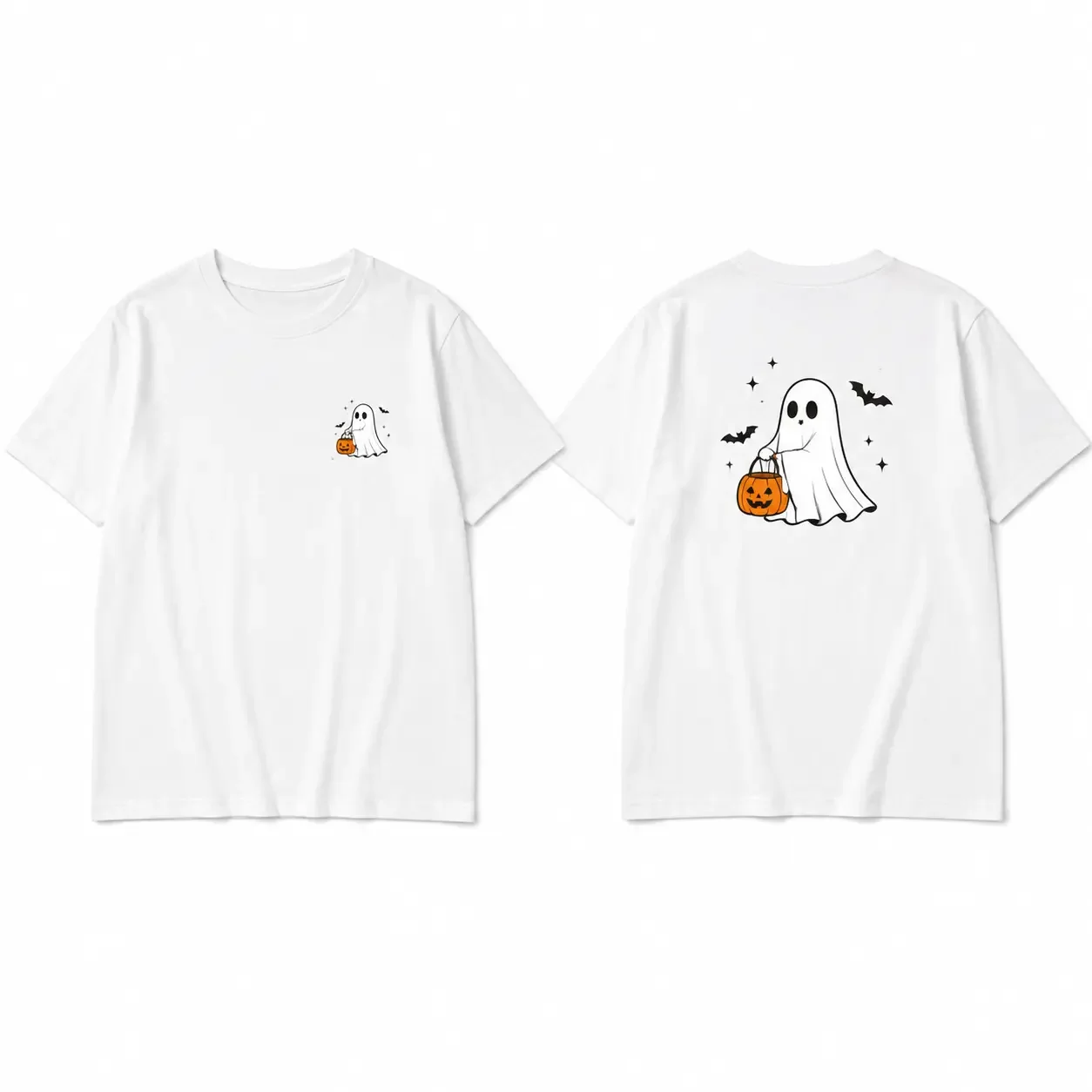 Cute Spooky Halloween Graphic T‑Shirt Women 100% Cotton Fall Casual Tee