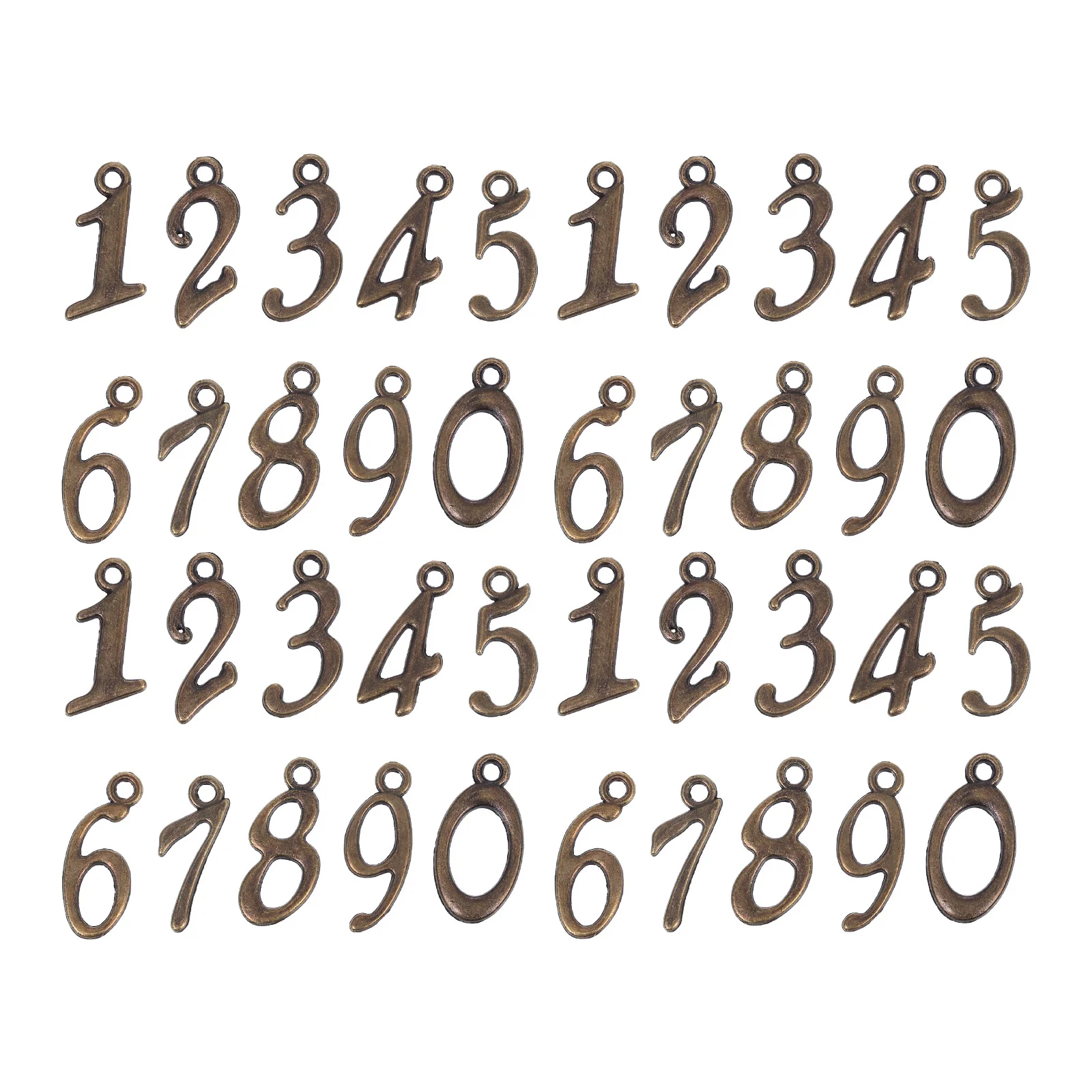 

50Pcs Arabic Numerals 0-9 Number Charms DIY Pendants Handmade Jewelry Accessories for Bracelets Keychains Number Charms