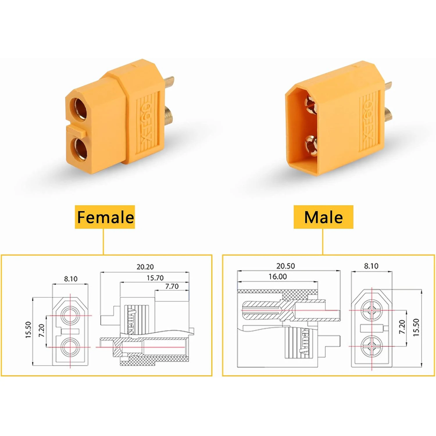 5 Pairs XT60 Connector XT60 Male Female Bullet Connectors Power Plugs for RC Lipo Battery Motor XT60 Drone Connectors