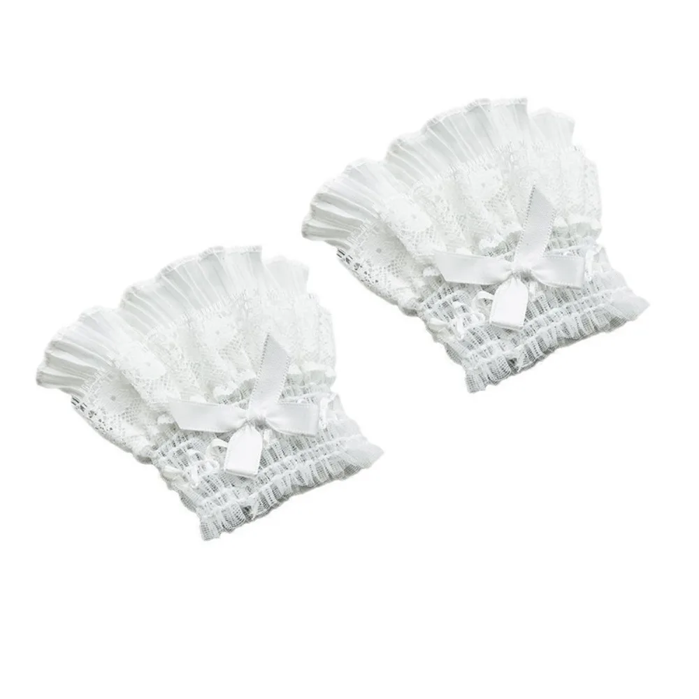 1Pair Victorian Detachable Sleeves Cuffs Solid Color Costume Accessory Lace Ruffled Wrist Fake Sleeves Cuffs Stage Performance