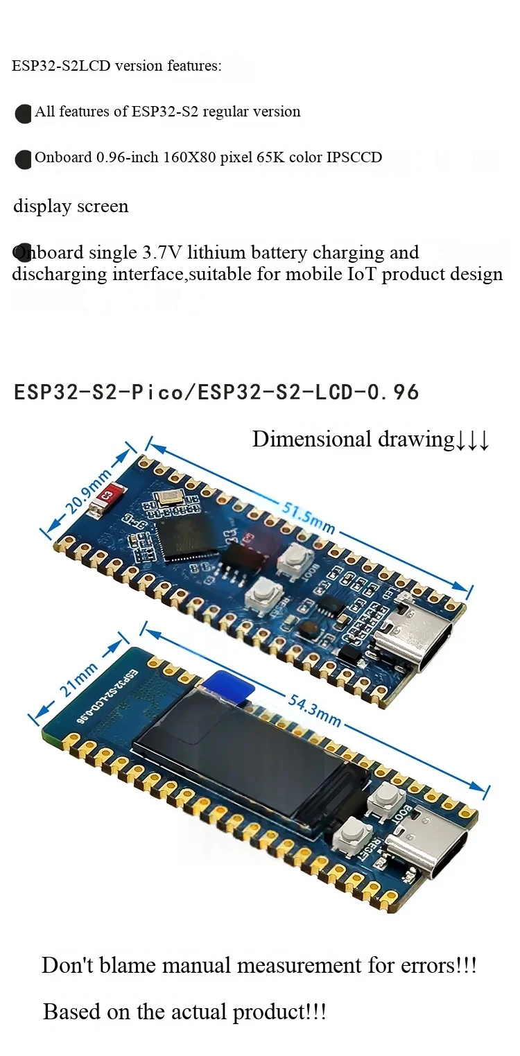 ESP32-S2/RP2040 steuert ein 0,96-Zoll-LCD-Display, erweitert das WiFi-Entwicklungsboard und unterstützt Pico. – Detail 4