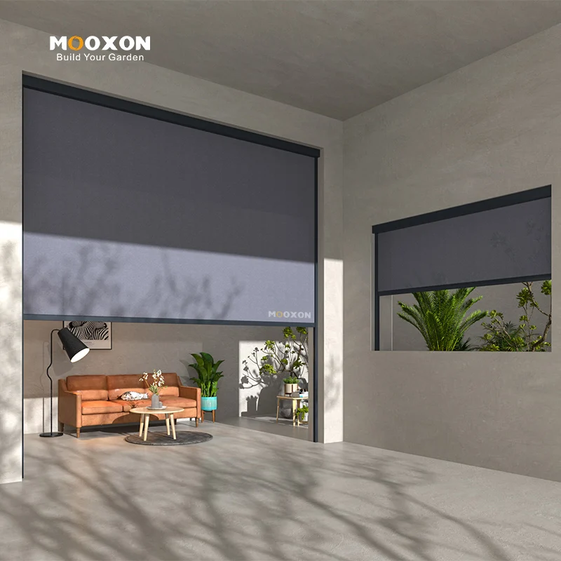 

High Quality Outdoor Zip Screen Blinds Motorized Waterproof Sun Shading Blackout Thermal Insulation Blinds for Pergola
