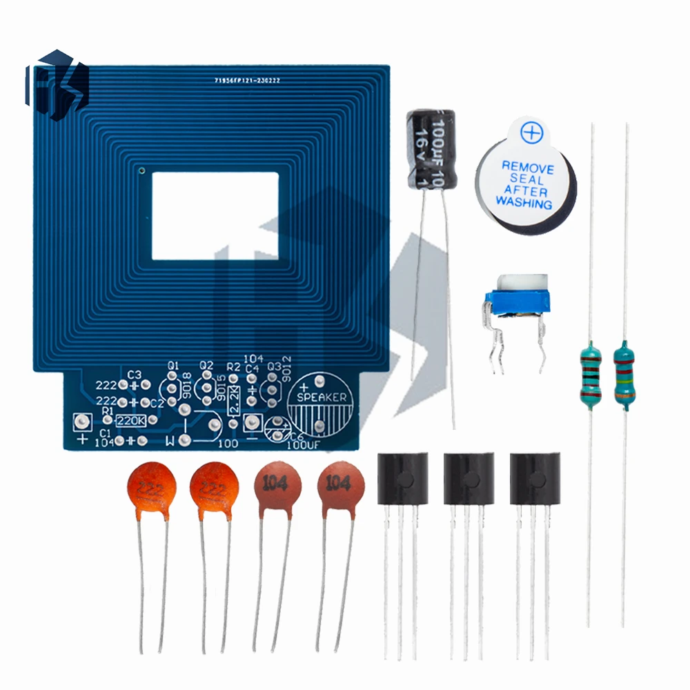 조립되지 않은 금속 탐지기 키트 – 3V-5V DC 센서 보드(PCB, 버저, 커패시터 포함)