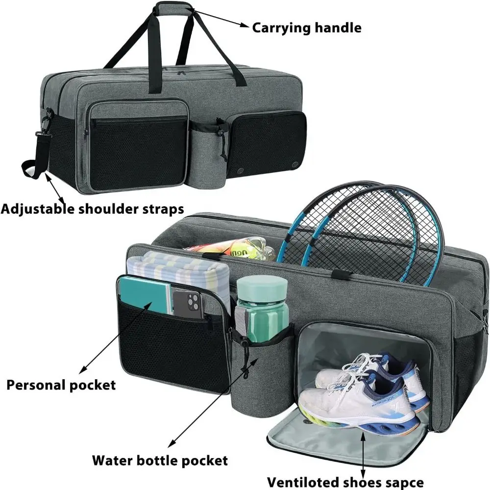 Imagem -02 - Ténis Crossbody Bolsa With Handle Raquetes Bolas Bolsas Raquetes Raquetes Grande Capacidade Pacote de Equipamentos de Ténis Durável Homens