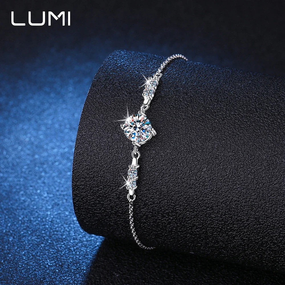 أنيقة 1cctw VVS1 مويسانيتي S925 الفضة قابل للتعديل سوار للنساء حفلة الذكرى عيد ميلاد الحاضر مجوهرات الخطوبة #4