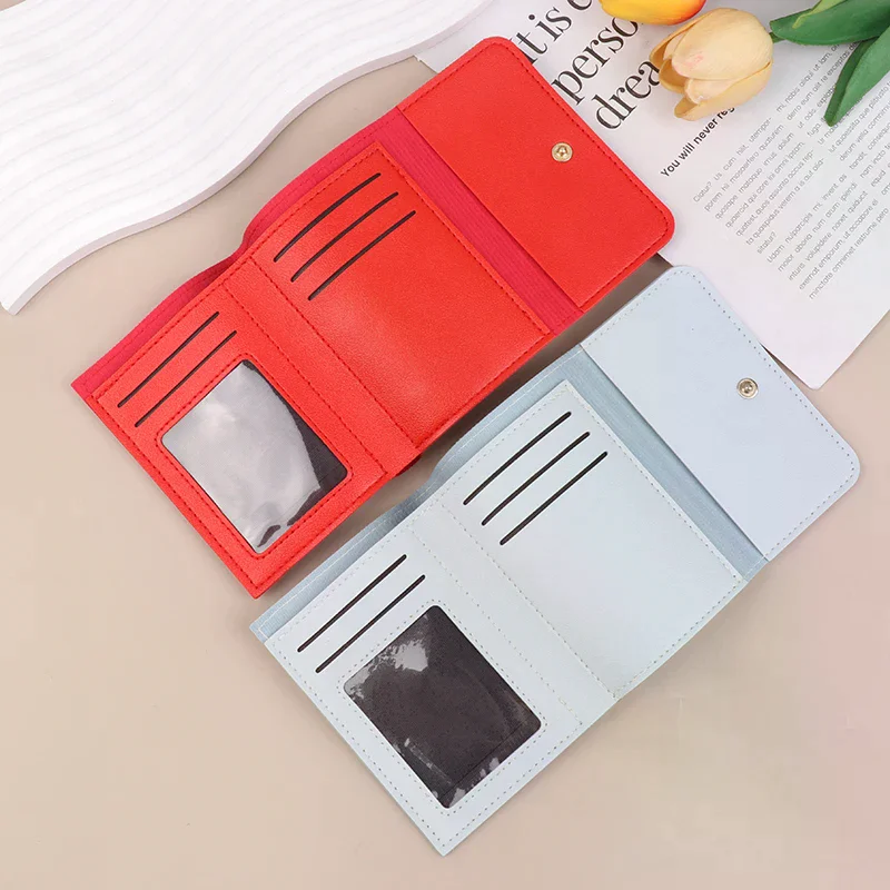 Multi-card Slot Solid Color Leather Card Case Bank Card Credit Card ID Bus Card Holder Wallet For Women Travel Card Organizer