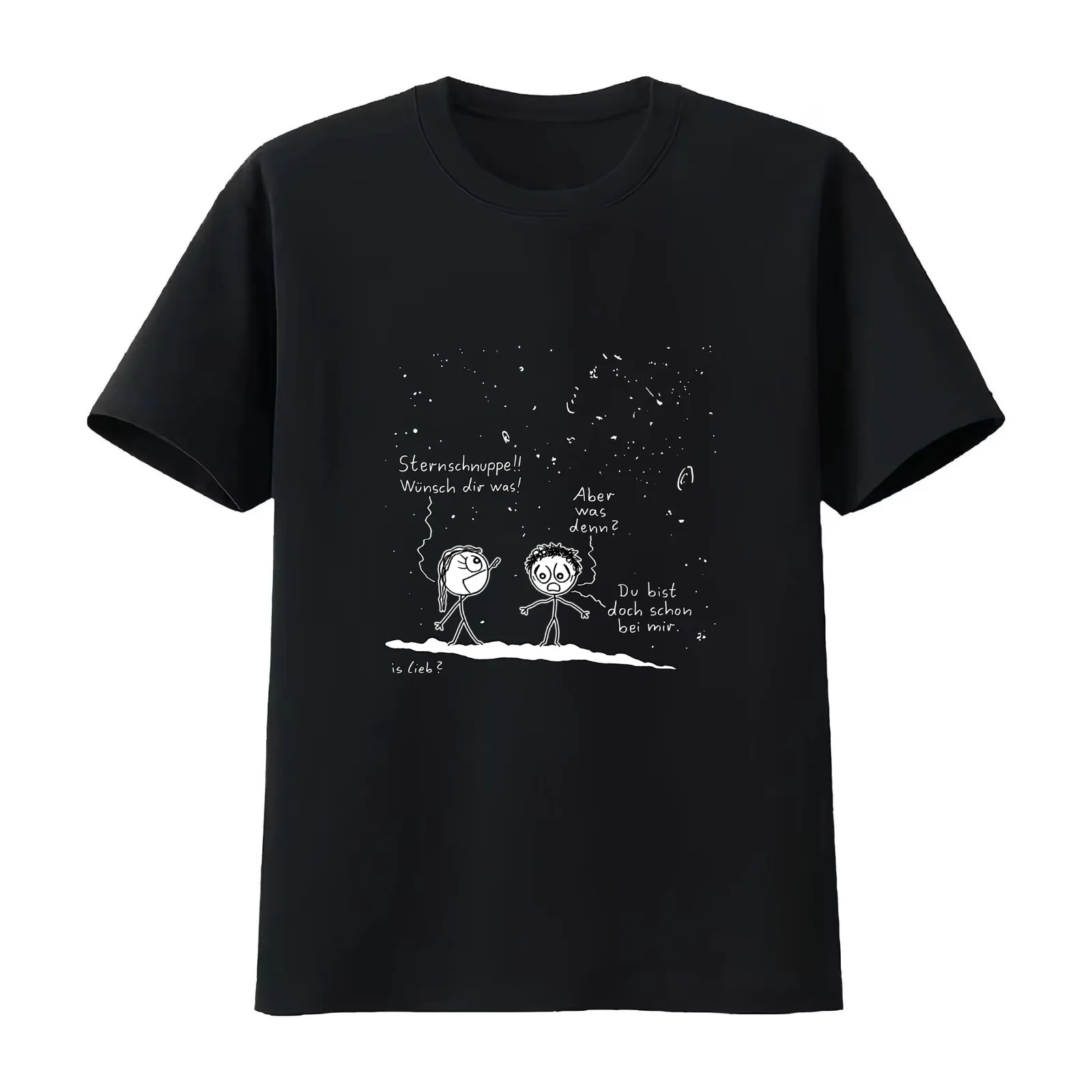 Wuenschen - islieb comic T-Shirt Summer Casual Cotton Tee Oversized Streetwear Tops Vintage Graphic Print Unisex Men Women