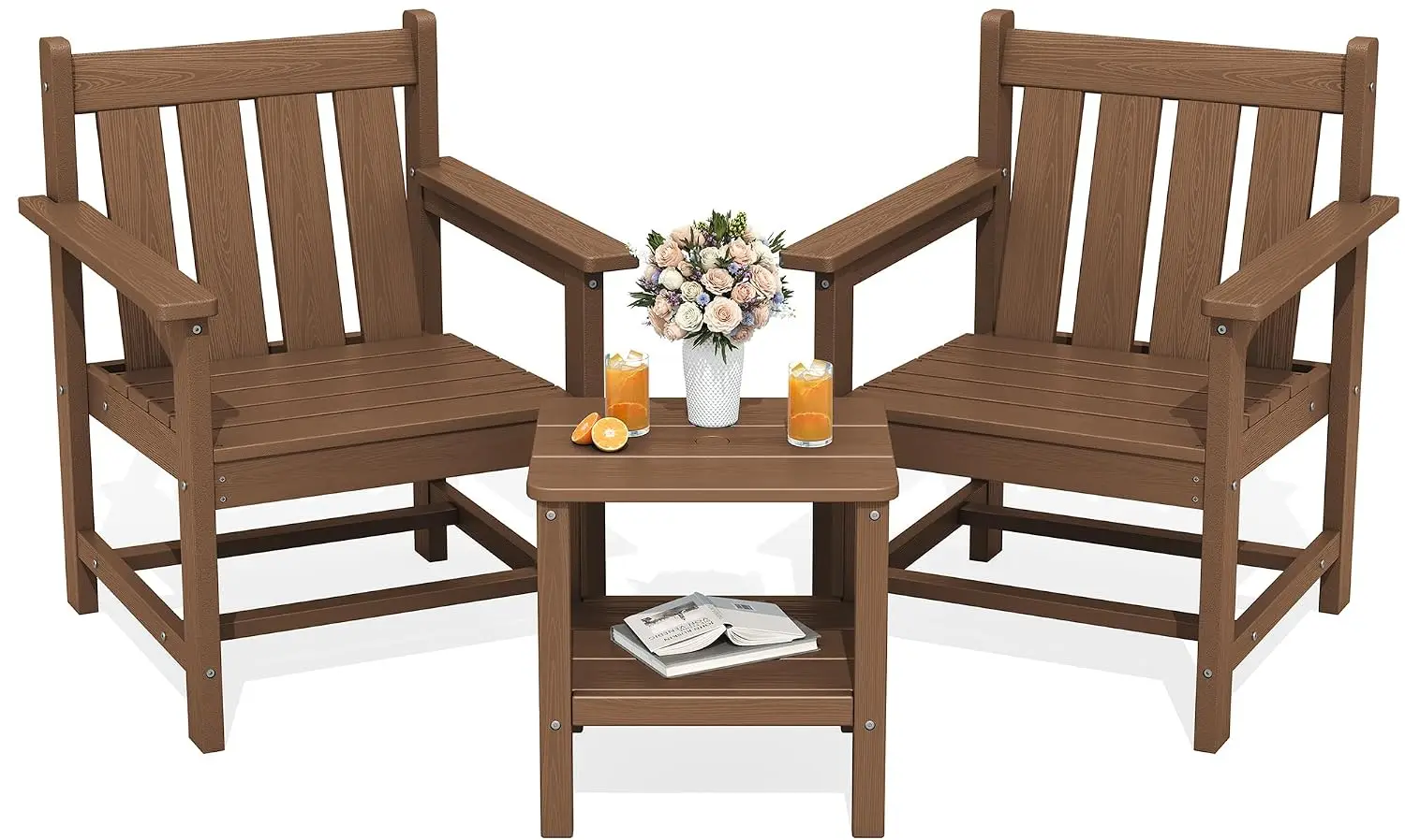 3 Pieces Patio Bistro Set Outdoor Chairs with Side Table, Customized
