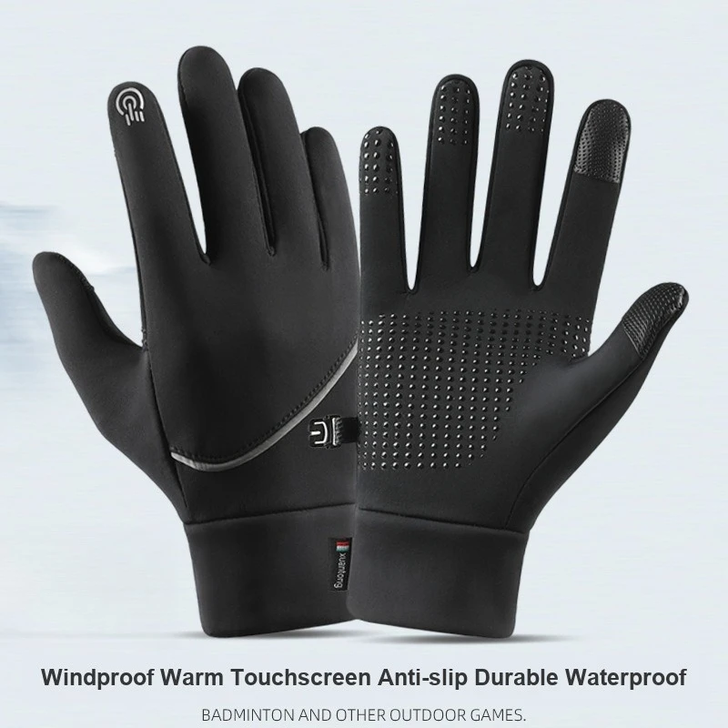 Waterproof Touchscreen Protective Winter Gloves, Fleece Lined Non-Slip Warm Gloves for Men Women Cycling Hiking Running