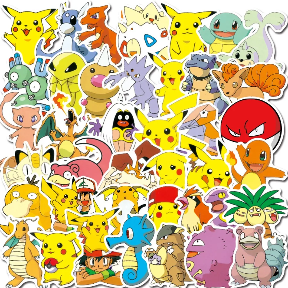 100 pçs pokemon graffiti adesivos pikachu charizard eevee genger desenhos animados decalques decoração diy crianças clássicos brinquedo