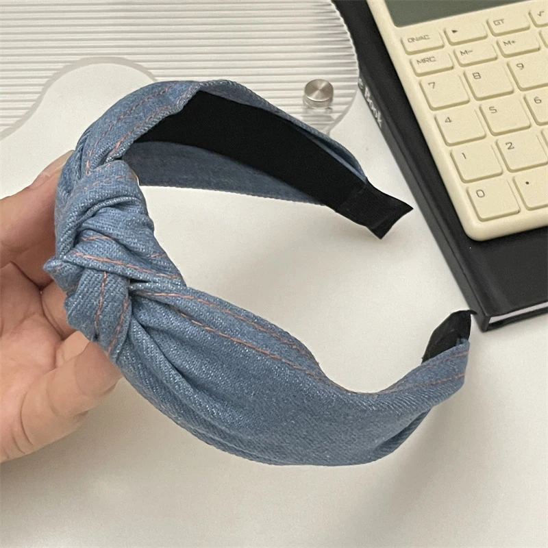 New Arrival Summer Hair Accessories Female Jeans Haarband Light Blue Denim Headbands For Women Designers Hair Hoops