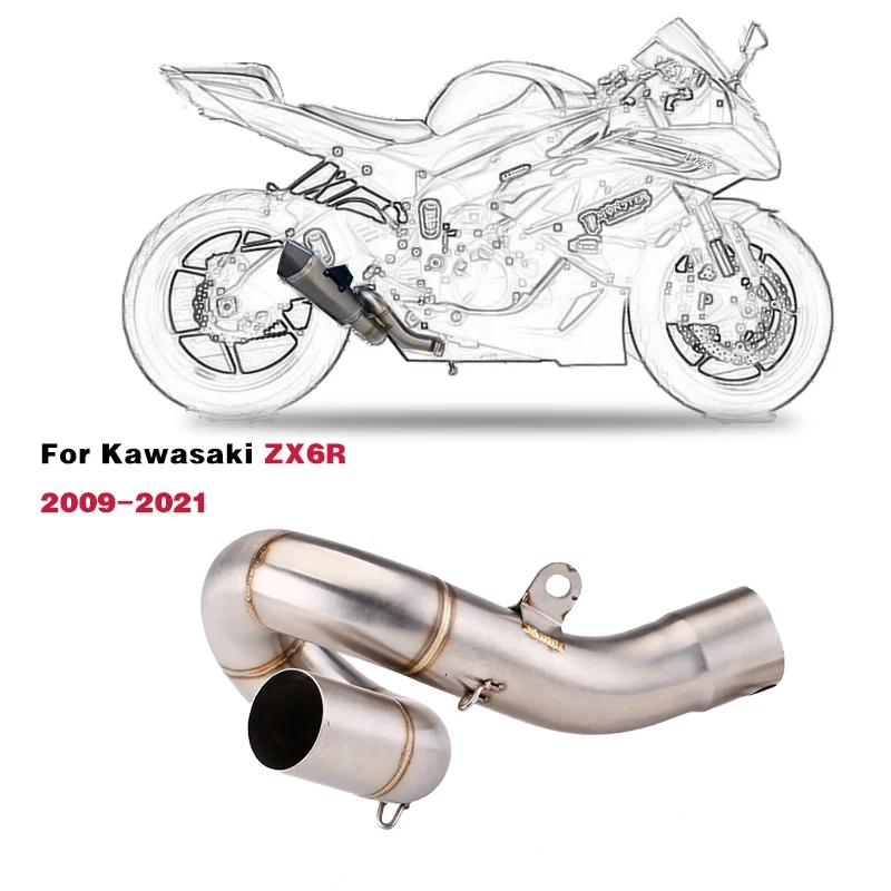 

51mm Motorcycle Exhaust Muffler Middle Link Pipe without exhaust For Kawasaki ZX6R ZX636 ZX 6R 636 2009 2010 2011 2012- 2021
