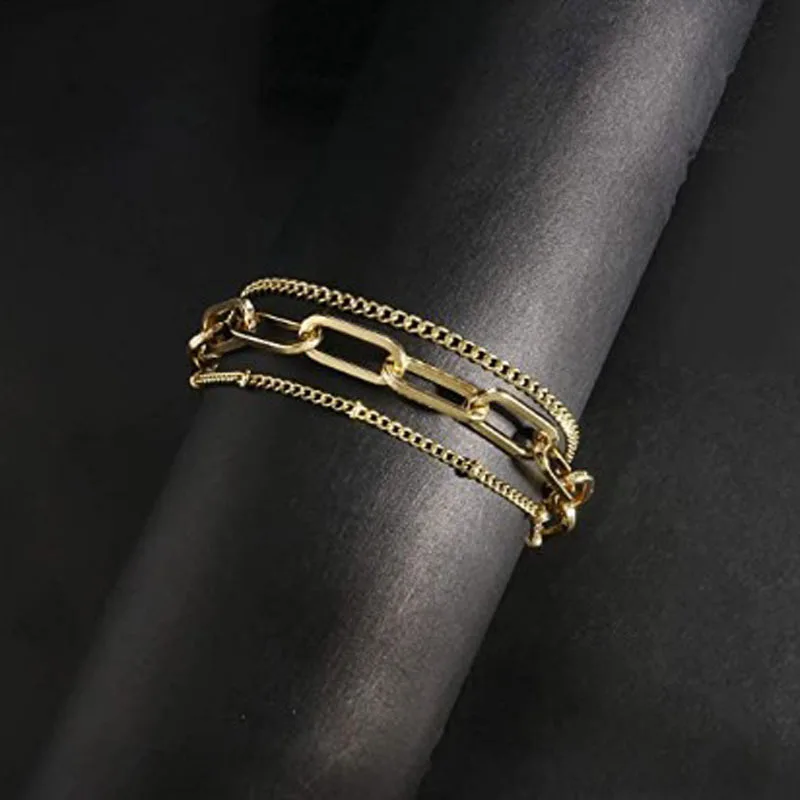 Simple and Elegant Paperclip Design Handcrafted Double-layer Bracelet for Women Girls Personalized Women's Bracelet Jewelry Gift