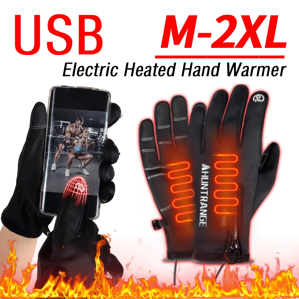 

3 Heat Levels Motorcycle Gloves USB Rechargeable Touch Screen Gloves Heating Thermal Gloves for Winter Cycling Driving Skiers