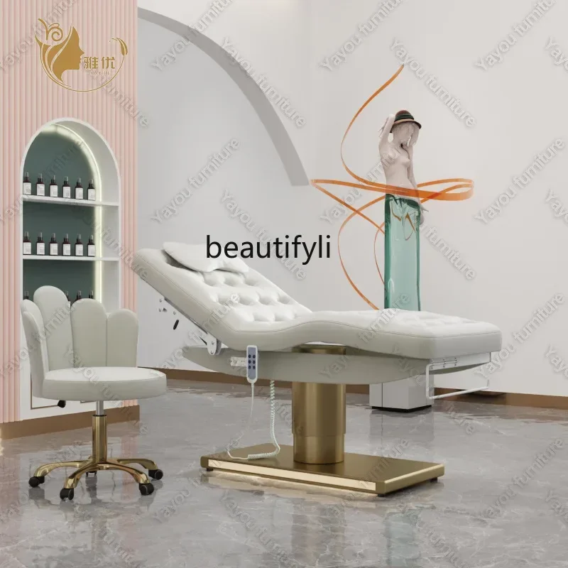 Golden electric beauty bed High-end beauty salon Medical beauty face, hydrotherapy massage bed