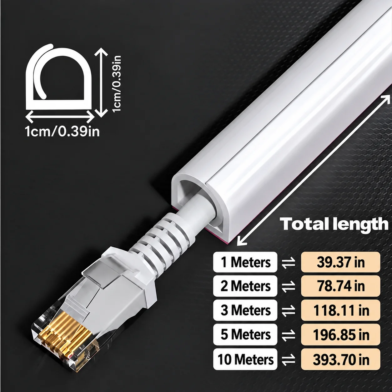 1PC 1/2/3/5/10M PVC Cable Raceway Self Adhesive Wire Organizer Half Round Cord Cover Channel for Home Office Wall Floor