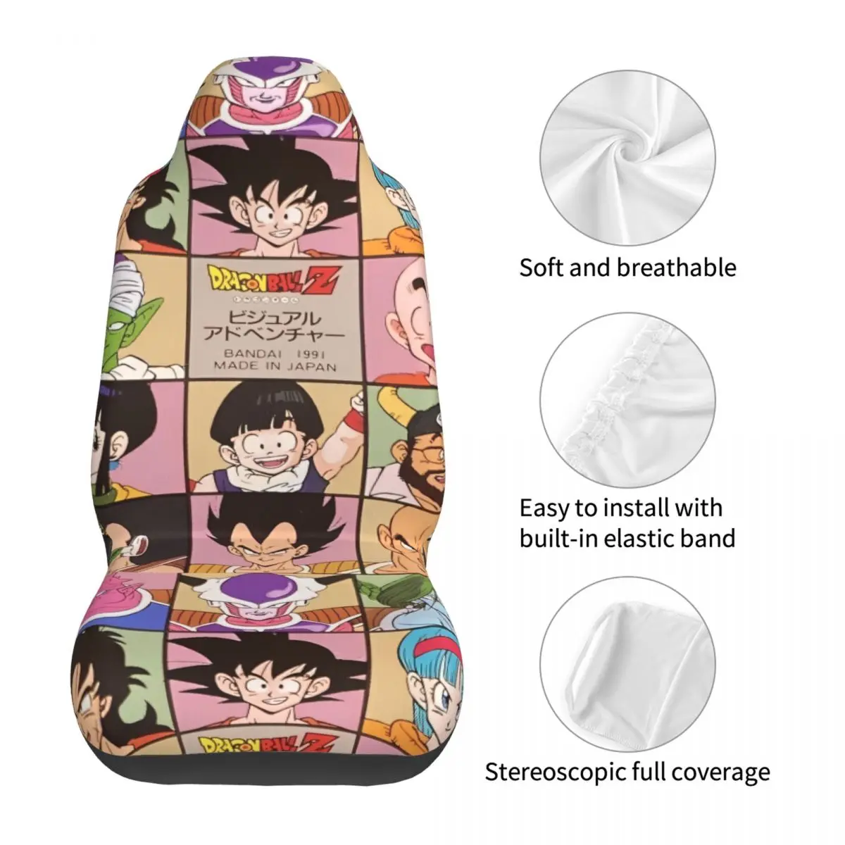 Dragon Ball DragonBall Anime 2 fundas de asiento delantero de coche para coches camión sedán SUV cubierta de asientos de cubo Flexible